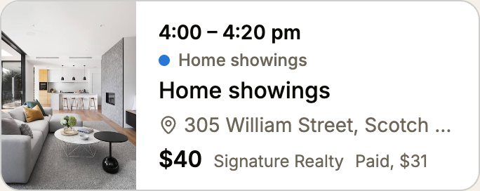 My opportunities card for 305 William Street with the status line Paid, $31.
