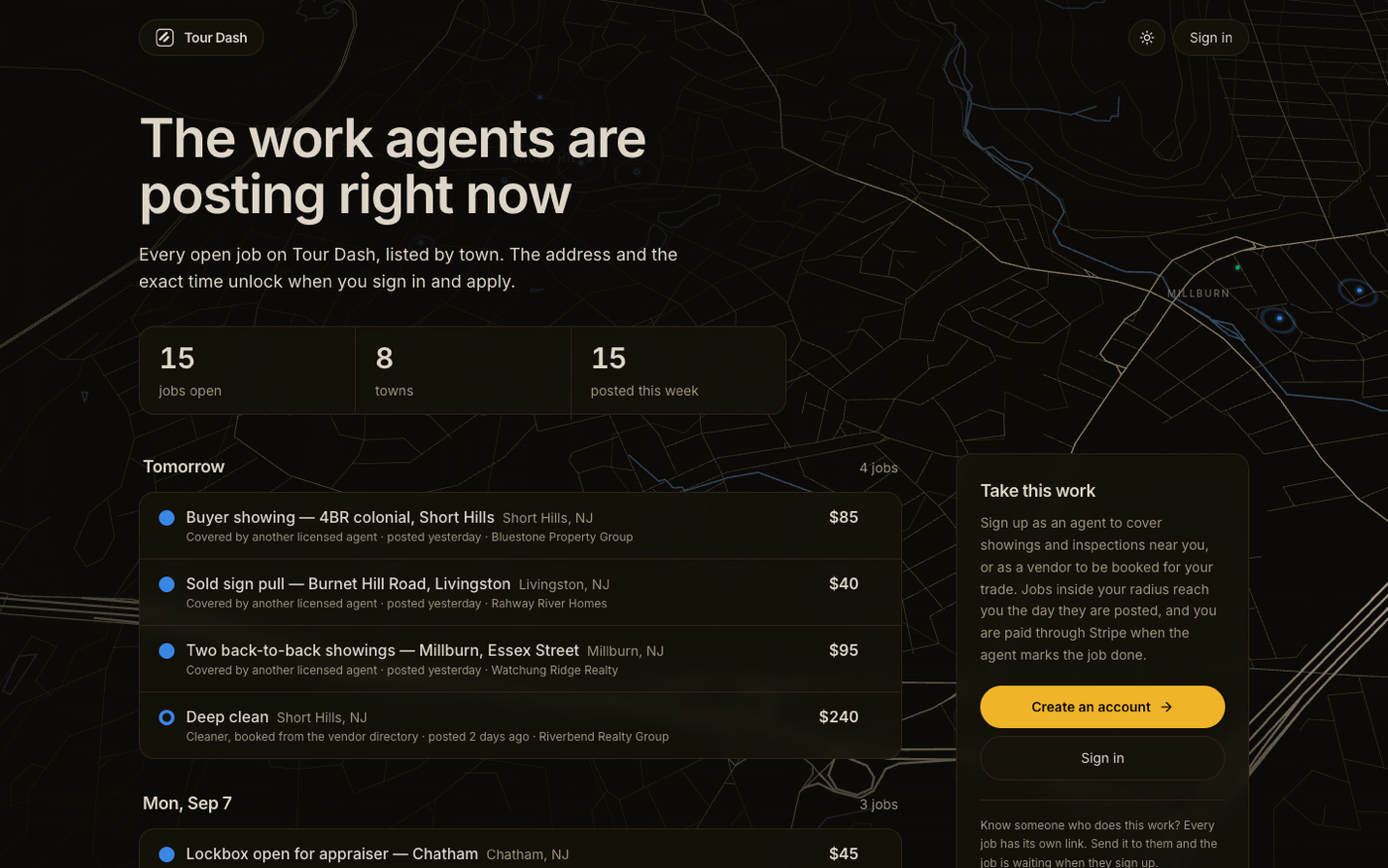 The feed in the dark theme.