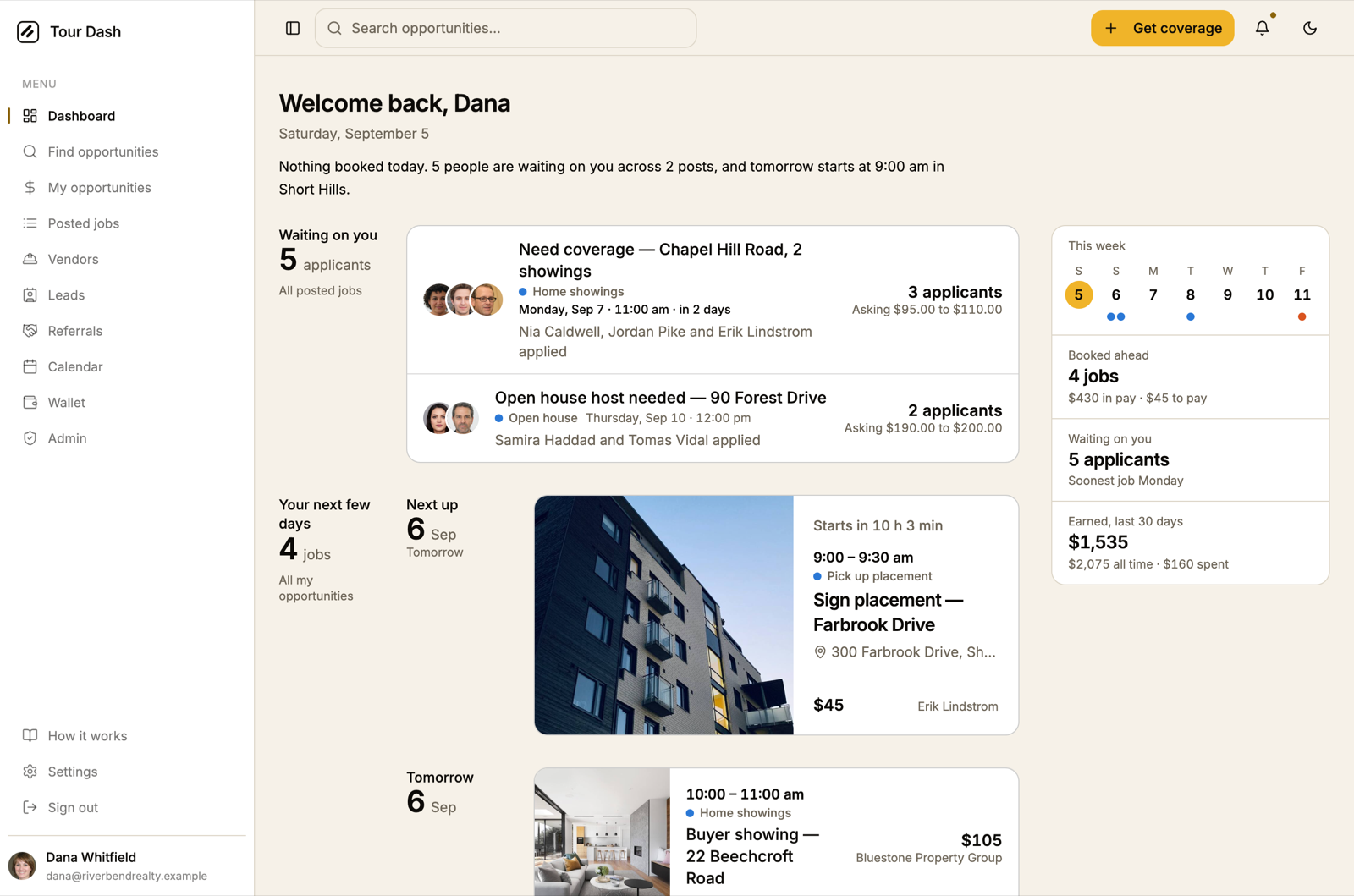 The agent dashboard