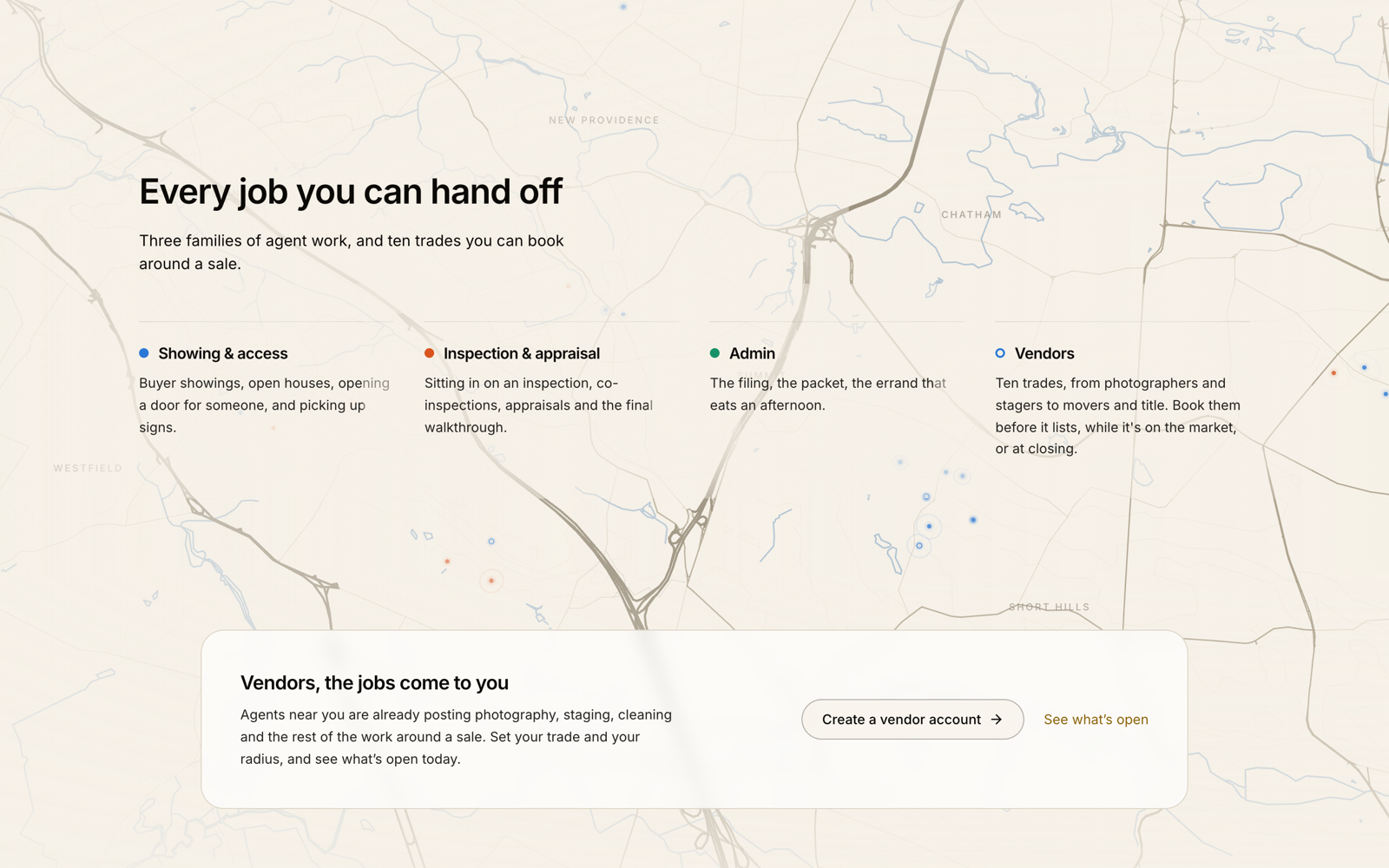 The hand-off grid as four equal columns