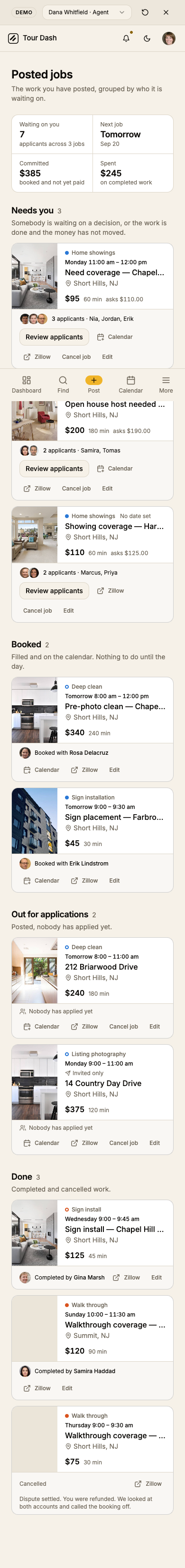 The current page on a phone: heading, figures, then tall photo cards with wrapping link rows.