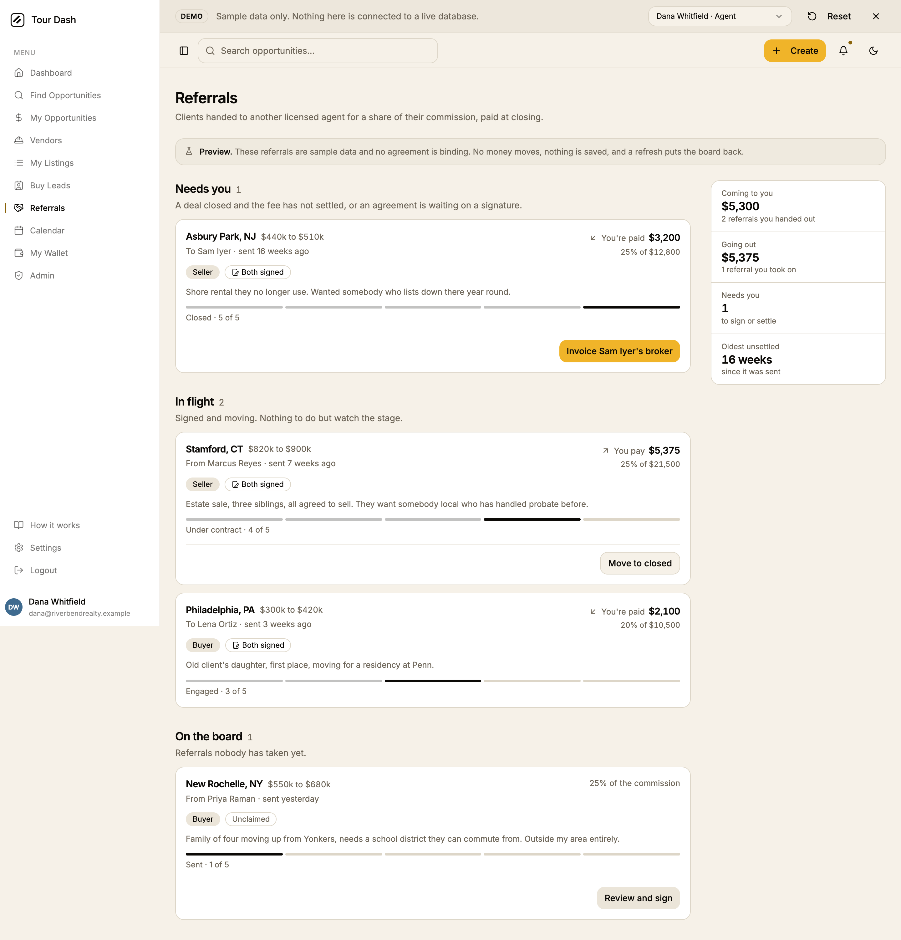 The redesigned page in the light theme, with the same sections and rail on a warm off-white ground.