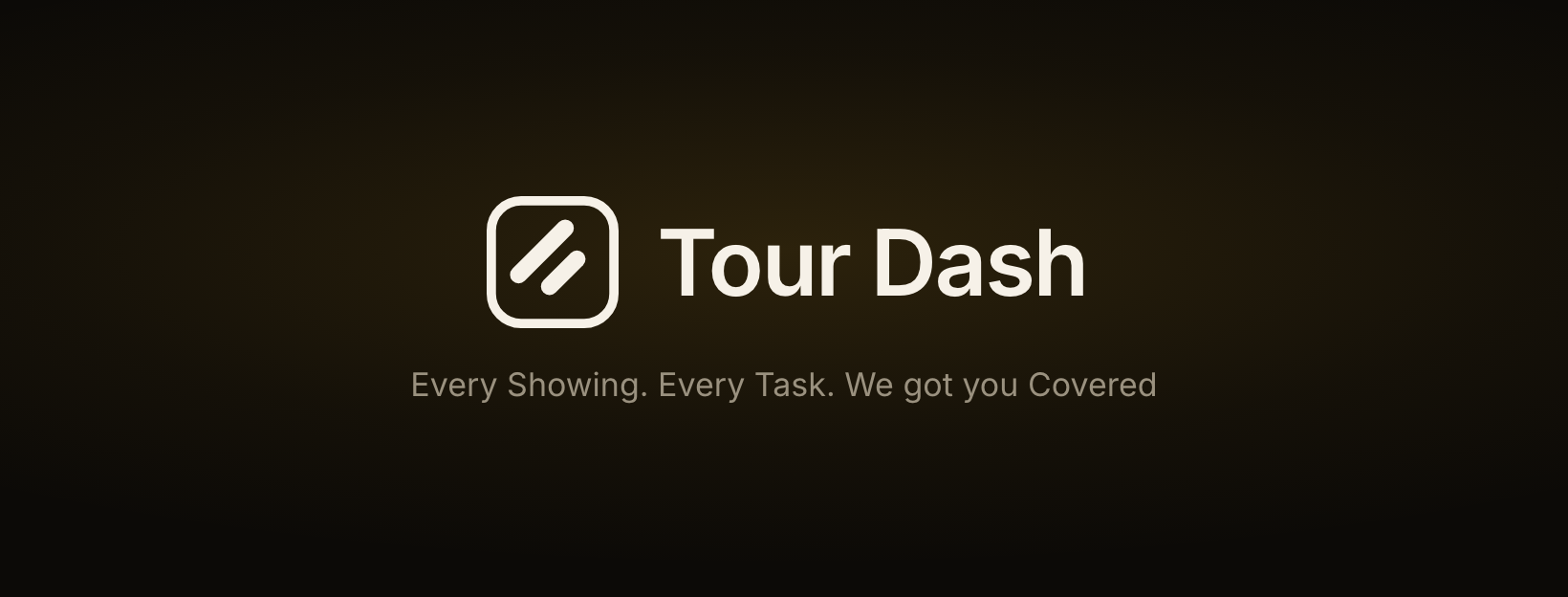 Facebook page cover: the keyline mark beside the Tour Dash wordmark with the tagline beneath.